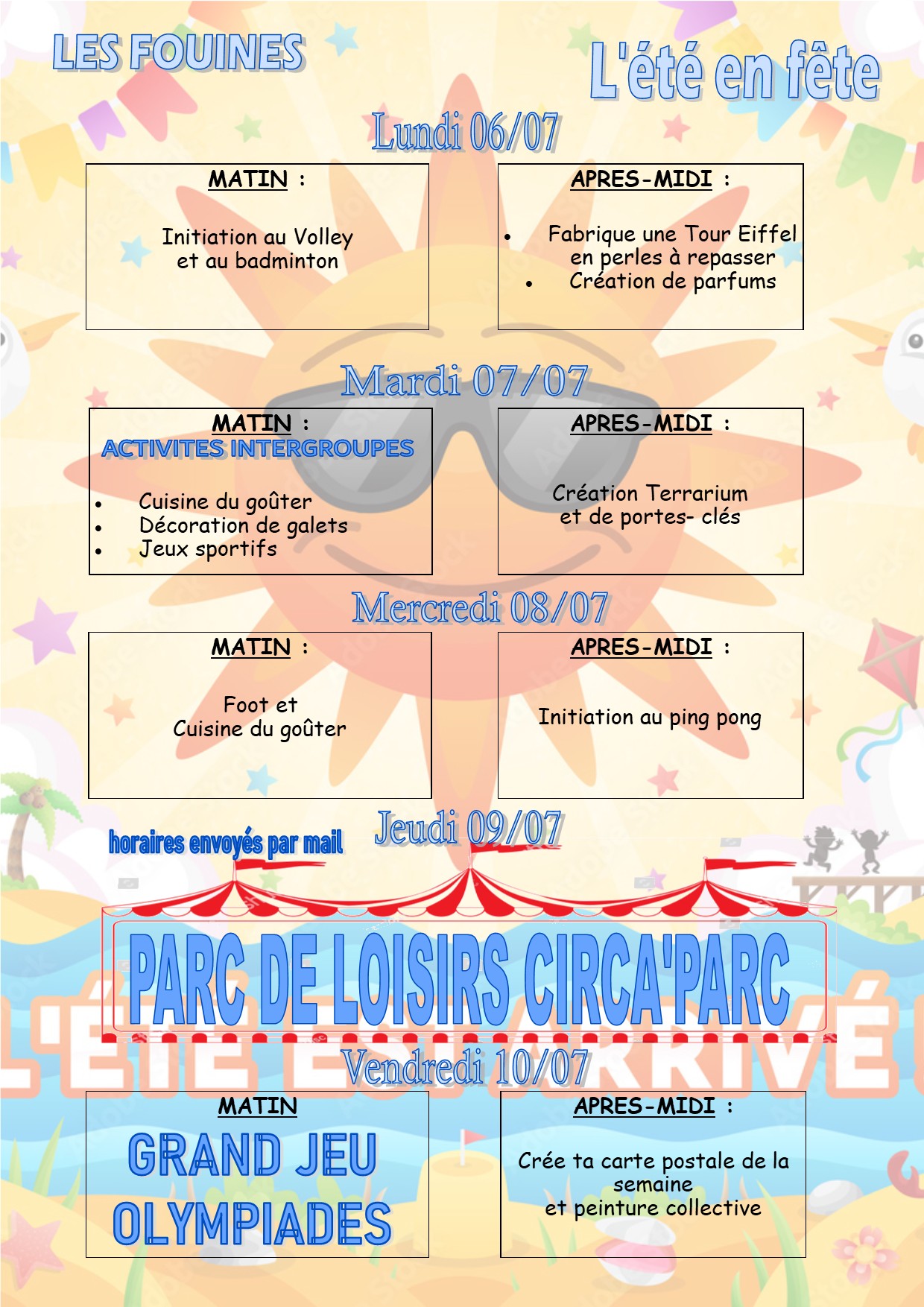 VACANCES ETE 2026 Fouines